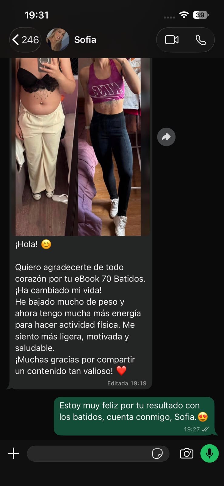 msg antes e dps